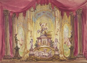 Stage Set with a Statue Of Saint George Slaying the Dragon by Robert Caney Oil Painting