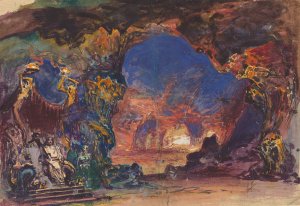 Underworld Scene with a Man and Woman Enthroned and Death Standing Guard by Robert Caney Oil Painting