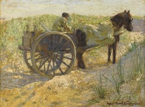 Horse with Carriage by Robert David Gauley Oil Painting