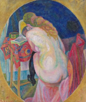 Nude woman reading by Robert Delaunay Oil Painting