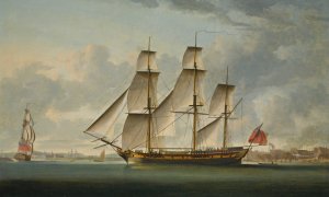 The East Indiaman Delaford, In Two Positions, Passing Deptford, The Royal Hospital At Greenwich Beyond by Robert Dodd Oil Painting