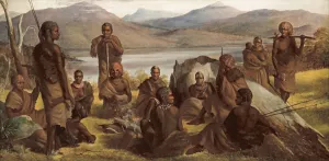 Group of natives of Tasmania by Robert Dowling Oil Painting