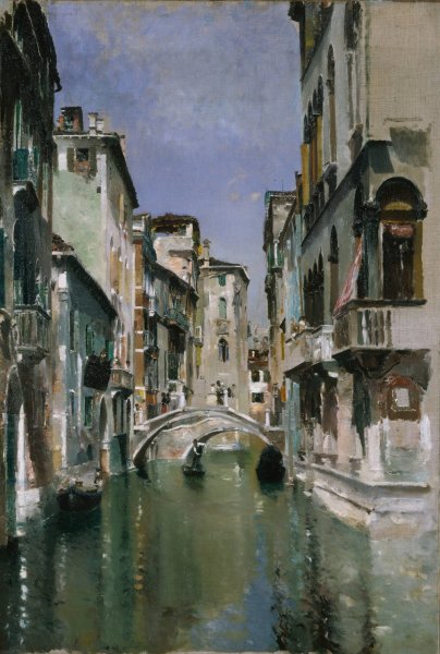 Canal in Venice, San Trovaso Quarter  by Robert Frederick Blum - Hand-Painted Oil Painting Reproduction