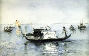 On the Lagoon, Venice by Robert Frederick Blum - Oil Painting Reproduction