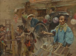 Street Market by Robert Frederick Blum Oil Painting