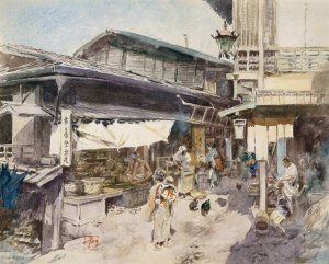 Street Scene in Ikao, Japan by Robert Frederick Blum Oil Painting