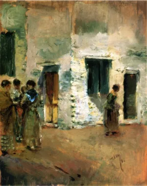 Venetian Street Scene by Robert Frederick Blum - Oil Painting Reproduction