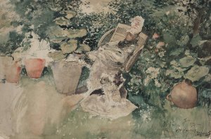 Woman Seated in a Garden by Robert Frederick Blum Oil Painting