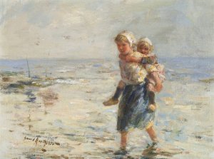 By The Shore by Robert Gemmell Hutchison Oil Painting