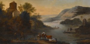 Landscape with Animals by Robert Griffier Oil Painting