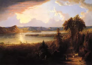 Sunset Near Sing-Sing, New York by Robert Havell Jr. - Oil Painting Reproduction