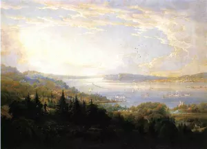 View of the Hudson River at Haverstraw Bay by Robert Havell Jr. - Oil Painting Reproduction