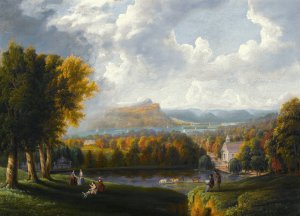 View of the Hudson River from Tarrytown, Old Dutch Church, Beekman Manor House by Robert Havell Jr. Oil Painting