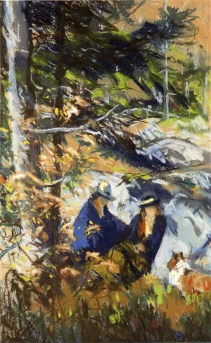 Among the Rocks, Monhegan Island, Maine Oil painting by Robert Henri