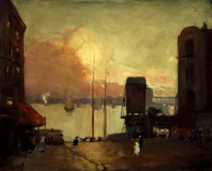 Cumulus Clouds, East River by Robert Henri Oil Painting