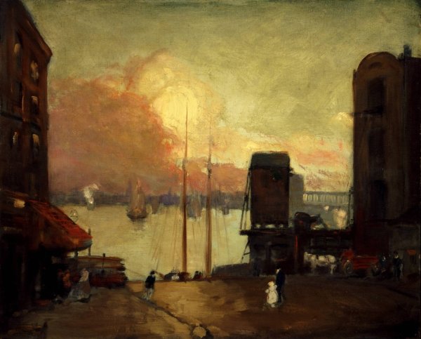 Cumulus Clouds, East River  by Robert Henri - Hand-Painted Oil Painting Reproduction