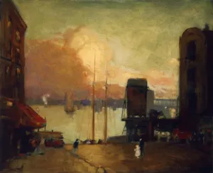 Cumulus Clouds, East River Oil painting by Robert Henri