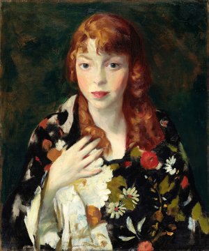 Edna Smith in a Japanese Wrap by Robert Henri Oil Painting