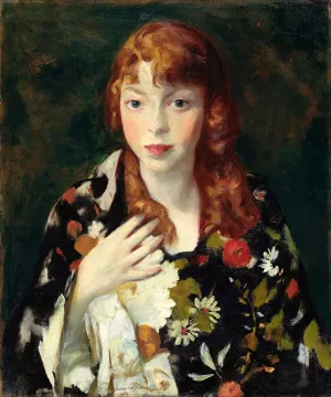 Edna Smith in a Japanese Wrap by Robert Henri - Oil Painting Reproduction