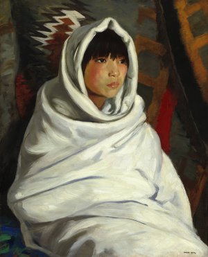Indian Girl in White Blanket by Robert Henri Oil Painting