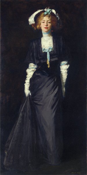 Main Product Photo of Jessica Penn in Black with White Plumes Painting by Robert Henri