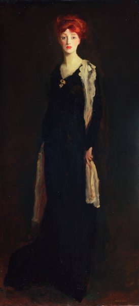 Lady in Black with Spanish Scarf by Robert Henri Oil Painting
