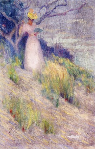 Main Product Photo of Landscape with Figure in Pink Painting by Robert Henri