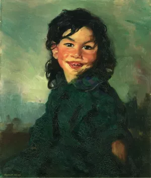 Laughing Gypsy Girl by Robert Henri - Oil Painting Reproduction