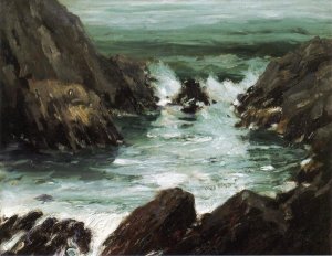 Marine with Rocks by Robert Henri Oil Painting