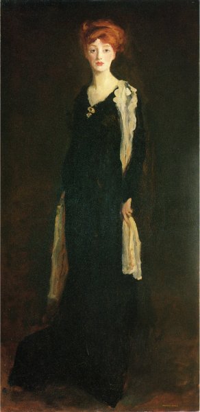 O in Black with Scarf also known as Marjorie Organ Henri Oil painting by Robert Henri