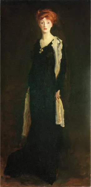 O in Black with Scarf also known as Marjorie Organ Henri by Robert Henri Oil Painting
