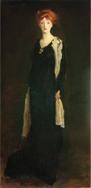 O in Black with Scarf also known as Marjorie Organ Henri Oil painting by Robert Henri