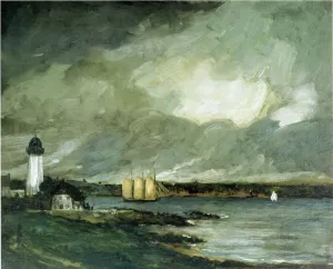 Pequot Light House, Connecticut Coast by Robert Henri - Oil Painting Reproduction