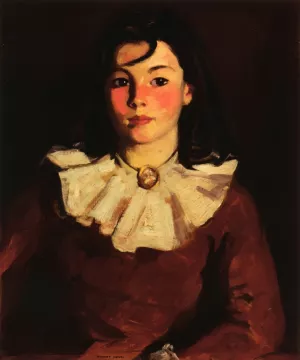 Portrait of Cara in a Red Dress by Robert Henri Oil Painting