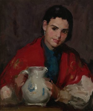 Segovia Girl Holding Pitcher by Robert Henri Oil Painting