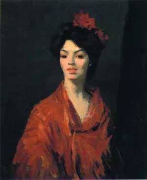 Spanish Woman in a Red Shawl Oil painting by Robert Henri