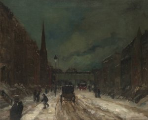 Street Scene with Snow by Robert Henri Oil Painting