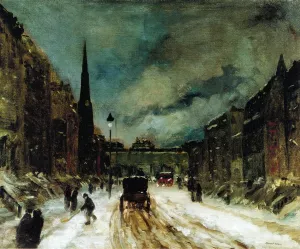 Street Scene with Snow by Robert Henri Oil Painting