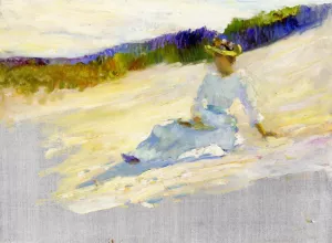 Sunlight, Girl on Beach, Avalon by Robert Henri Oil Painting