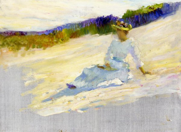 Sunlight, Girl on Beach, Avalon by Robert Henri - Hand-Painted Oil Painting Reproduction