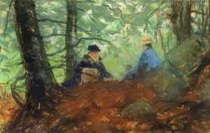 Two Girls in the Woods Oil painting by Robert Henri