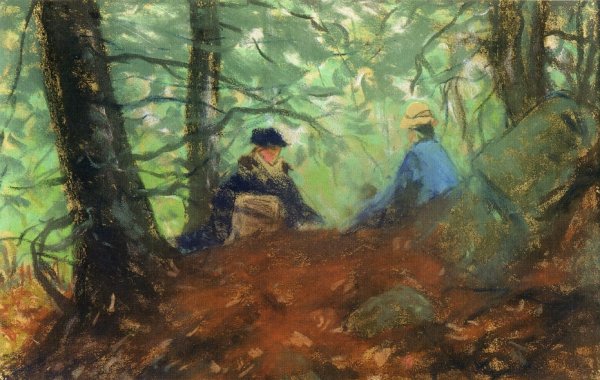 Two Girls in the Woods by Robert Henri - Hand-Painted Oil Painting Reproduction