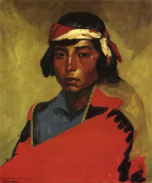 Young Buck of the Tesuque Pueblo by Robert Henri - Oil Painting Reproduction