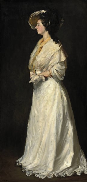 Young Woman in White  by Robert Henri - Hand-Painted Oil Painting Reproduction