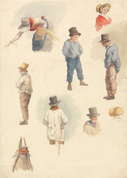 Main Product Photo of Farm Laborers and Other Studies Painting by Robert Hills