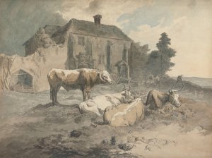 Long-Horned Cattle by Robert Hills Oil Painting