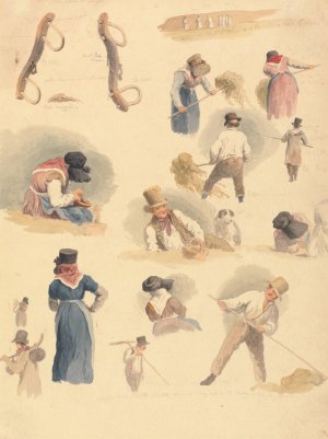 Studies of Haymakers by Robert Hills Oil Painting