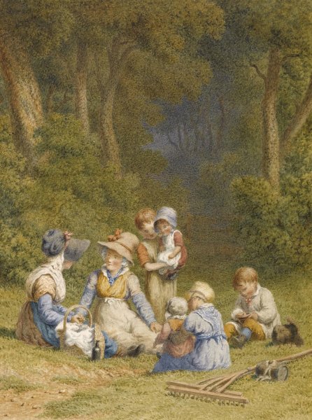 Main Product Photo of The children's picnic Painting by Robert Hills