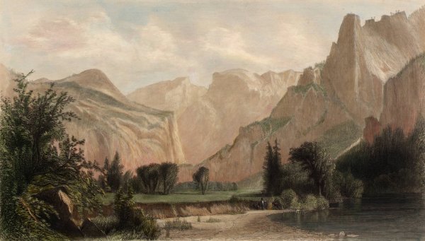 Yosemite Valley  by Robert Hinshelwood - Hand-Painted Oil Painting Reproduction