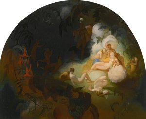 There sleeps Titania by Robert Huskisson Oil Painting